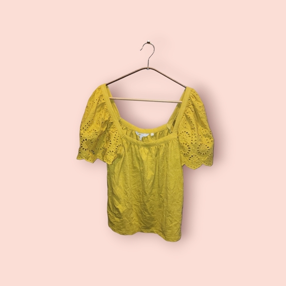 Boden 100% Cotton Eyelet Scalloped Flutter Sleeve Blouse - Picture 1 of 3